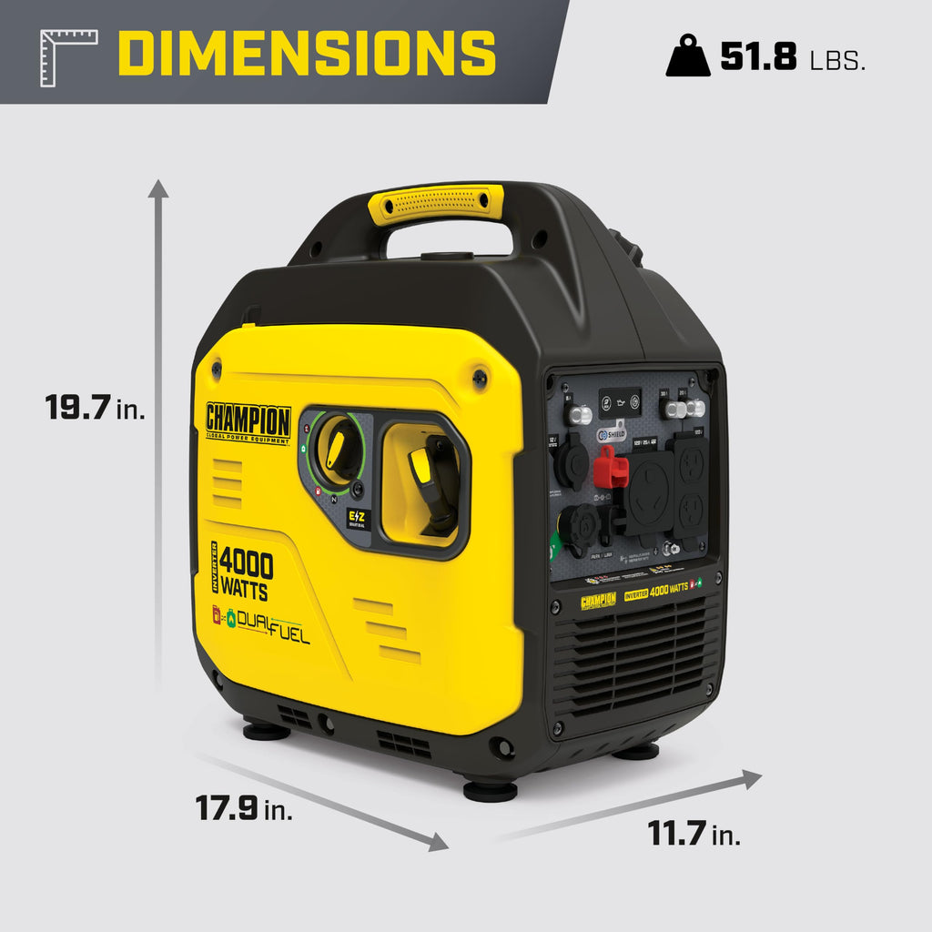 4000 Watt Dual Fuel RV Ready Portable Inverter Generator for Camping and Emergency Backup Power