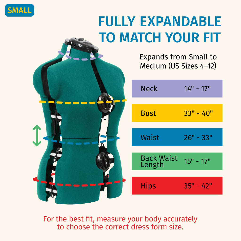Sew You Adjustable Dress Form for Sewing and Dressmaking for Women Small Medium Sizes US 4 to 12