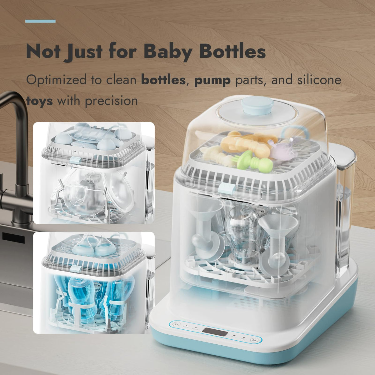 Bottle Washer Pro 4 in 1 Sterilizer Dryer for Bottles Pump Parts Baby Essentials with 60 Detergent Tablets
