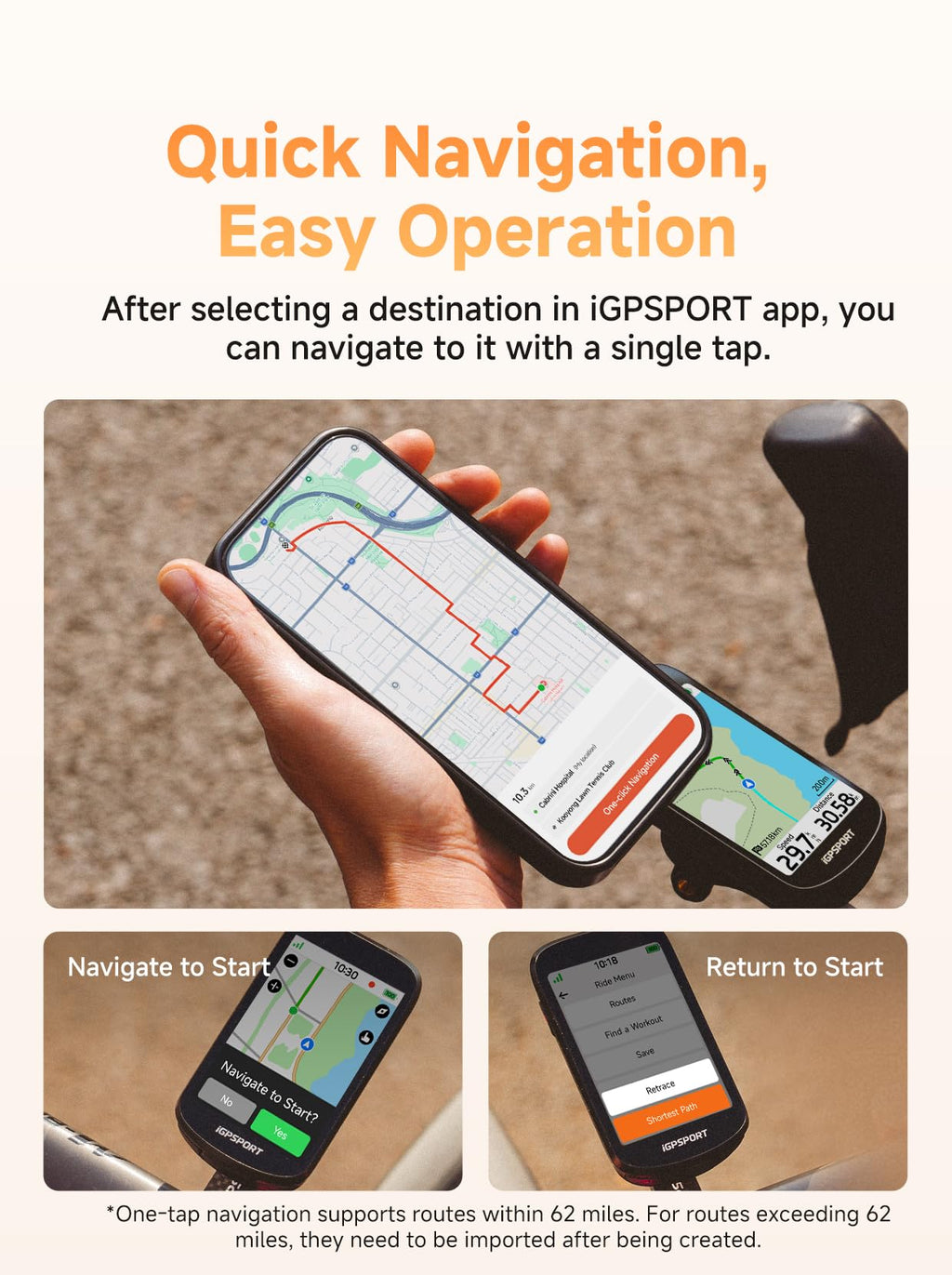BSC500 GPS Bike Computer with 3.3 inch Touch Screen Map and Voice Navigation for Cycling Use