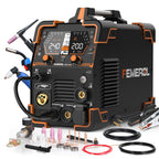 200A 6 in 1 Plasma Cutter Welder Gas MIG Gasless MIG HF TIG Stick Cut Spot Aluminum 110 220V Dual Voltage
