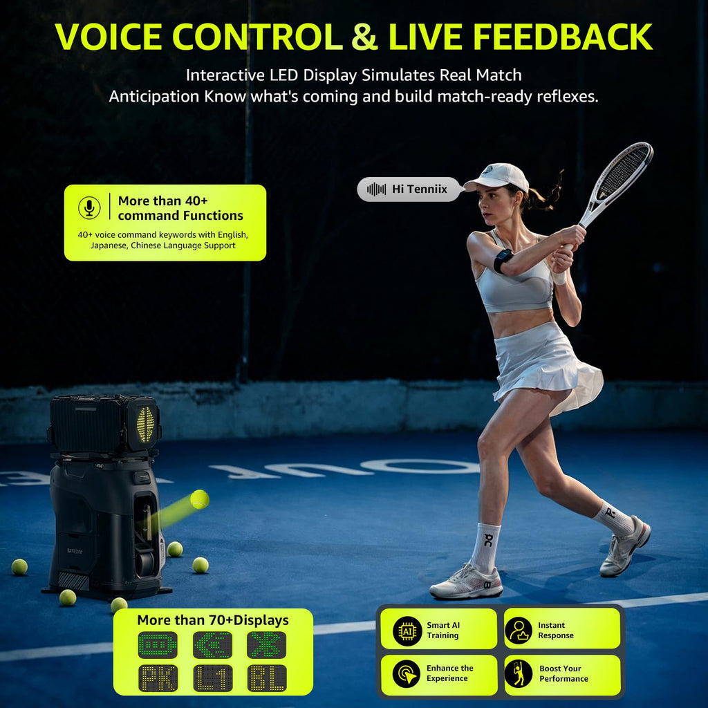 Portable tennis ball machine 18.7LB lightweight tennis robot for beginner training and practice