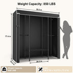 Heavy duty portable closet wardrobe with black fabric cover storage organizer for bedroom dorm