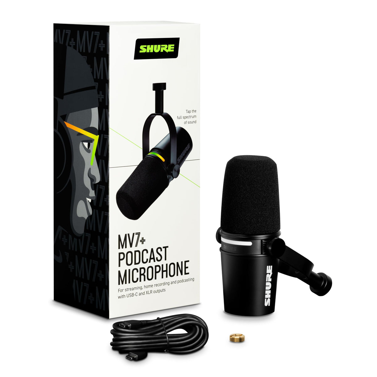 MV7+ USB C XLR Podcast Dynamic Microphone Black for Streaming Recording Broadcasting and Studio