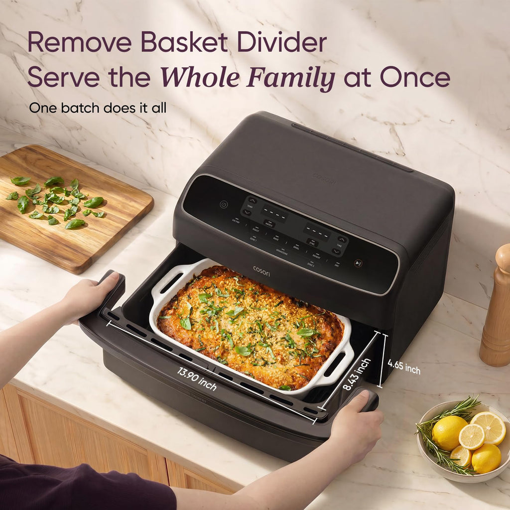 TWINFRY 9 QT Double Air Fryer with Removable Divider PFAS Free Ceramic Coating for Family Meals