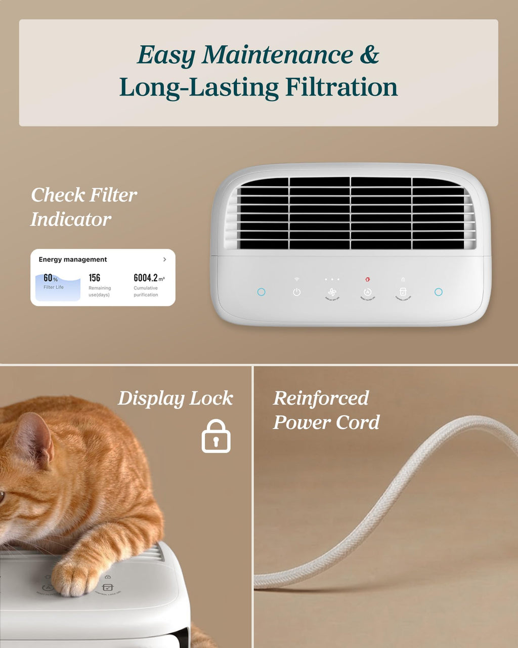 Smart pet air purifier for home pets large room Vital Pet Pro white air cleaner with odor control