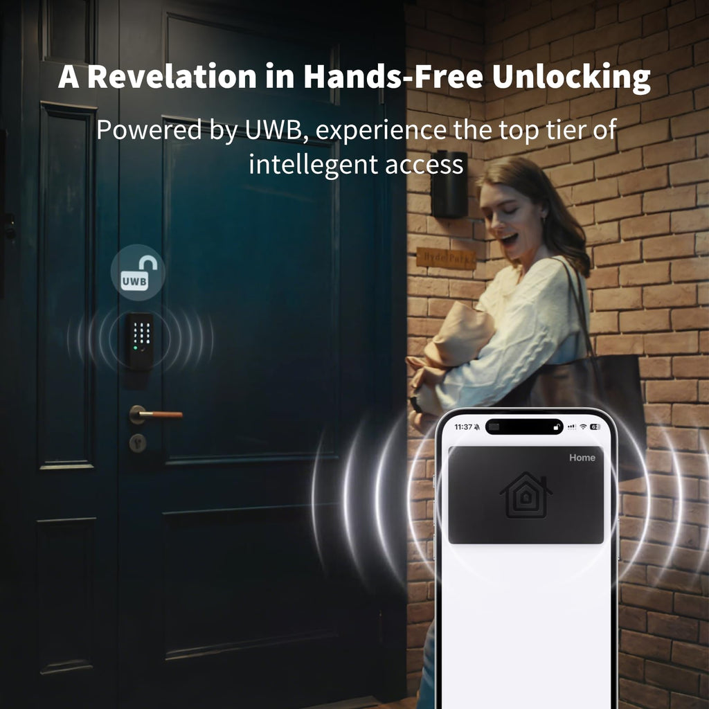 UWB Smart Lock U400 with Apple Home Key Fingerprint Deadbolt Keyless Entry for Home Door Black