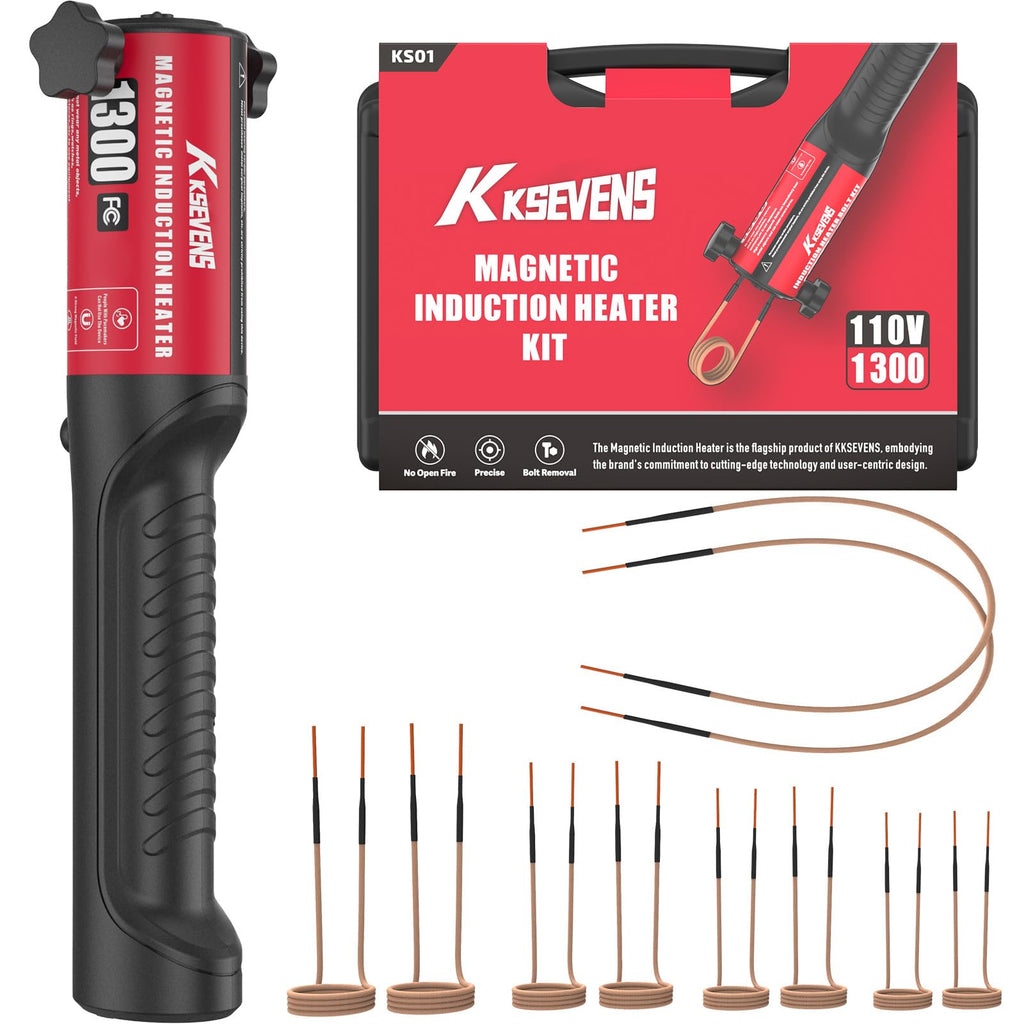 Induction Heater Bolt 1300W 110V Removal Tool Kit with 10 Coils for Rusty Screw Removing Red