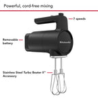 Go Cordless Hand Mixer with Battery Included Rechargeable Portable Electric Kitchen Mixer KHMR762