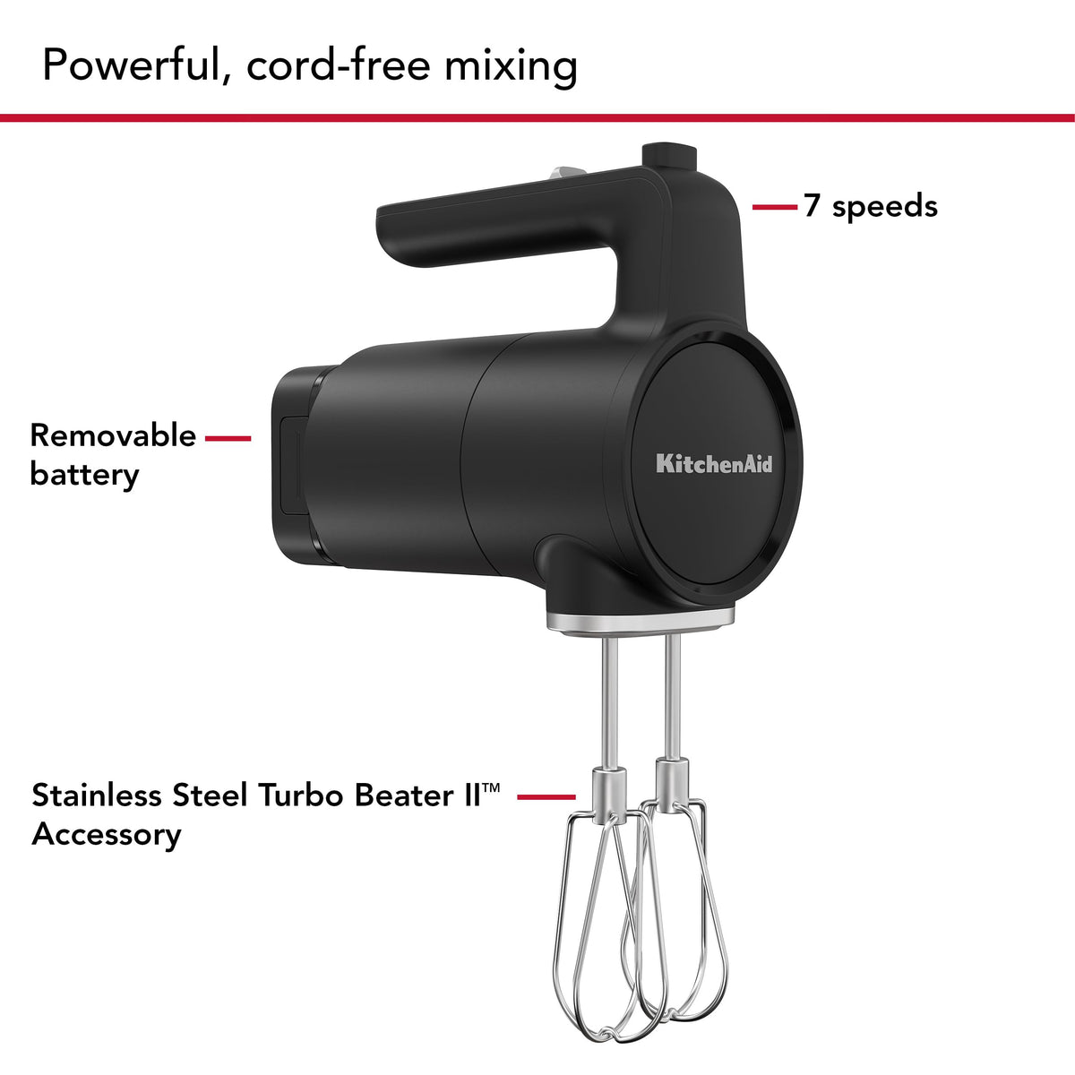 Go Cordless Hand Mixer with Battery Included Rechargeable Portable Electric Kitchen Mixer KHMR762