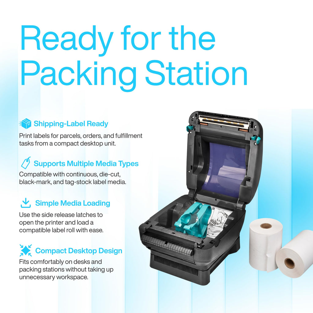 ZP450 Direct Thermal Label Barcode Printer with USB Serial and Parallel Connectivity for Shipping Labels
