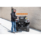 ATVS100 100 lb ATV rear rack mount broadcast spreader for efficient seed and fertilizer spreading