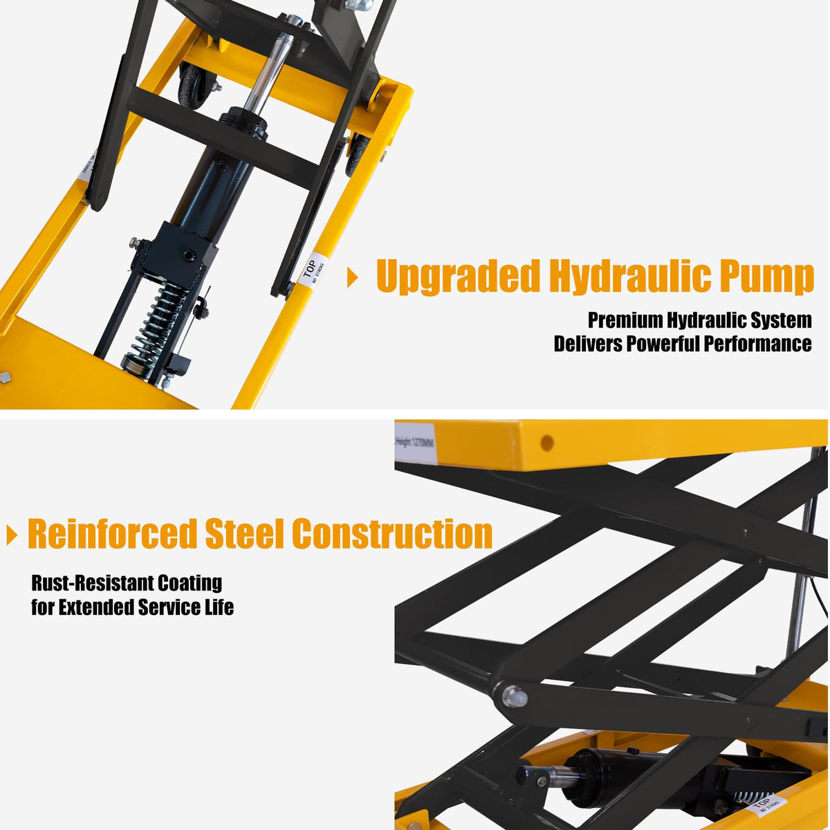 Hydraulic lift table cart 330 lbs 49.6 in max lift double scissor 4 wheels non slip pad for shop garage