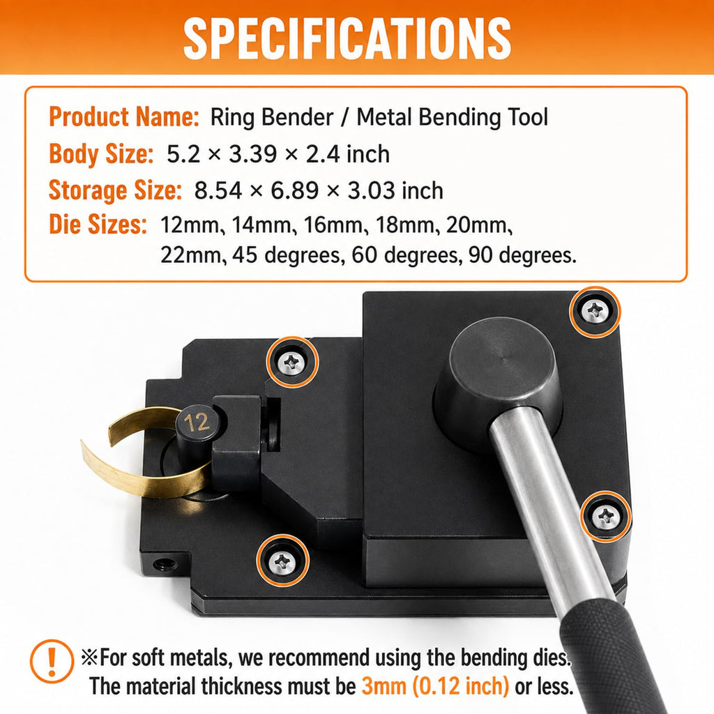 Ring Bender Tool Kit for Metal up to 3mm Steel Nylon Dies Mandrel Ring Sizer Spoon Ring Maker Heavy Duty Tool