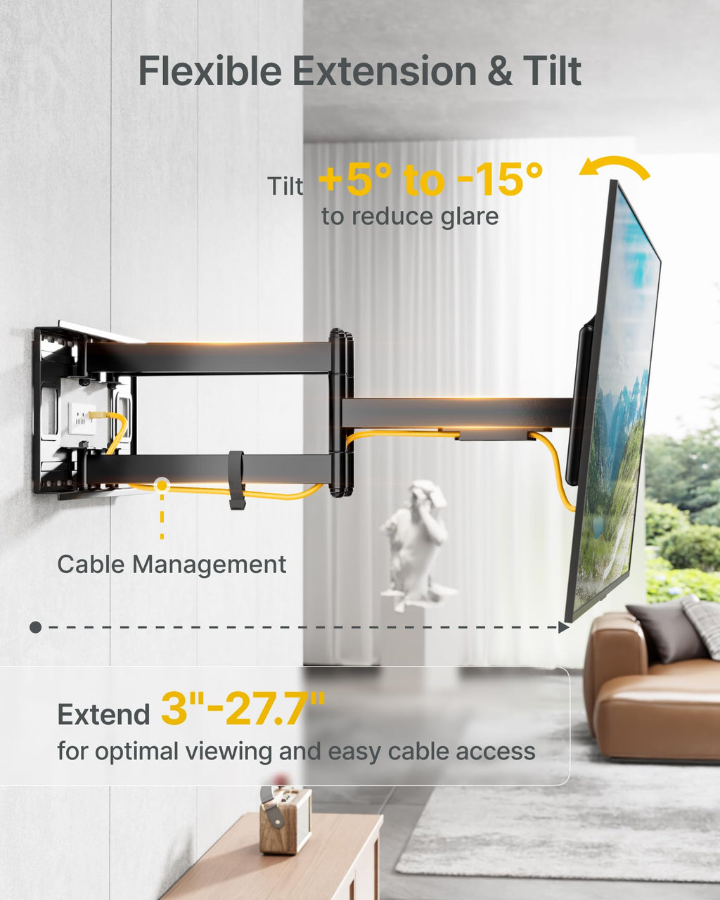 Heavy Duty Full Motion TV Wall Mount for 60 to 120 Inch Extra Large TVs Swivel Tilt Flat Screen