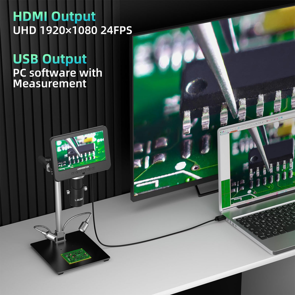 AD246S-M 3 Lens 2160P HDMI Digital Microscope 2000x Magnification for Adults Soldering Repair