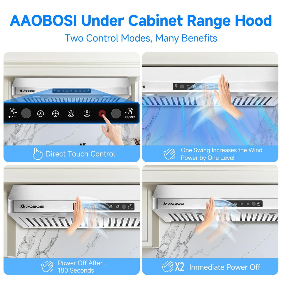 30 Inch Under Cabinet Range Hood Stainless Steel Kitchen Vent Hood Exhaust Fan for Home Kitchen
