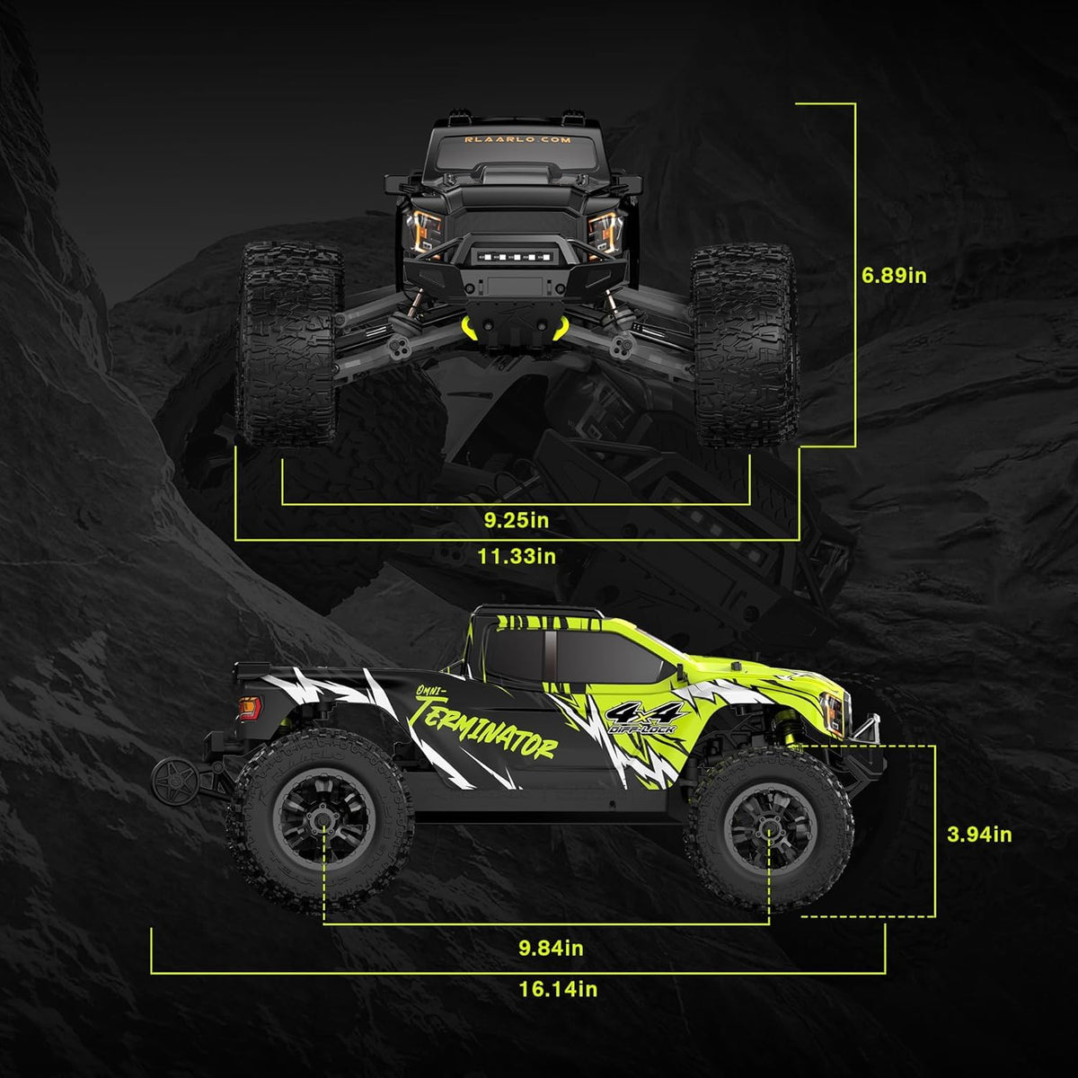 1/10 Scale Brushless RC Car 50+ MPH 4WD Waterproof Carbon Fiber Off Road Monster Truck All Terrain