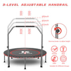 Foldable Bungee Rebounder Trampoline for Adults with Handlebar Indoor Outdoor Home Gym Fitness Exercise
