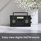 HDR-16 HD AM FM Portable Radio Black Compact Design for Home Travel and Outdoor Clear Listening