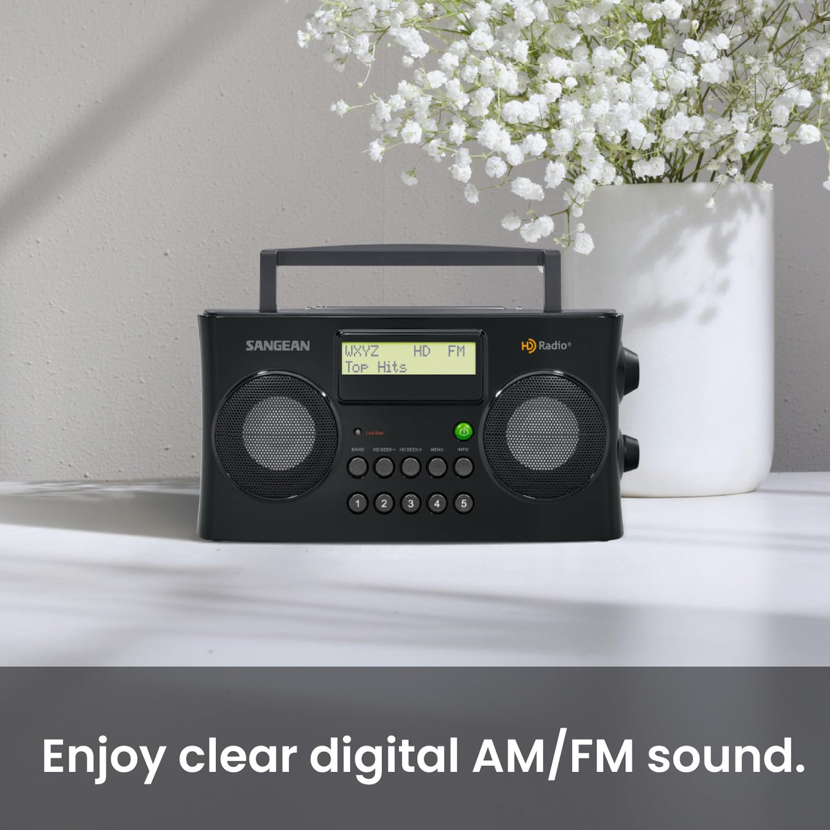 HDR-16 HD AM FM Portable Radio Black Compact Design for Home Travel and Outdoor Clear Listening