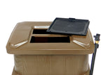 Outdoor slim line design rain barrel 45 gallon brown space saving water collection durable