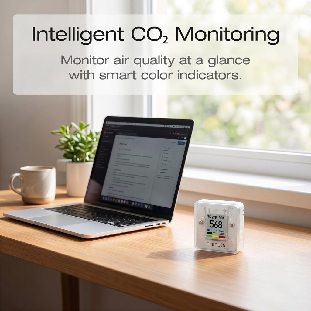 Indoor Air Quality Monitor Aranet4 Wireless CO2 Detector for Home Office with NDIR CO2 Sensor