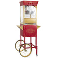 Movie Theater Style Popcorn Machine Maker with Cart 10 Ounce Kettle Red Vintage Popper on Wheels