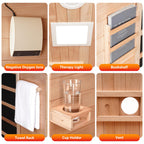 1 to 2 Person Infrared Dry Heat Sauna with Red Light Therapy Bluetooth 7 Color Light 40 x 36 x 73 in Brown