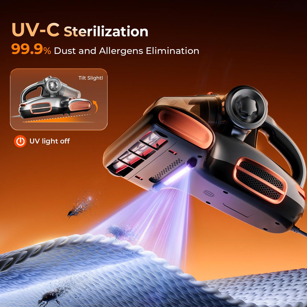 Powerful T600 Bed Mattress Vacuum Cleaner with UVC Light 15Kpa Suction 700W for Deep Home Cleaning