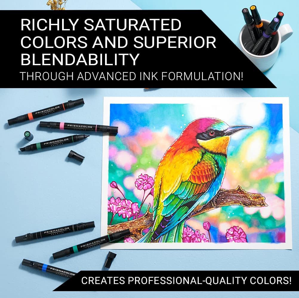 Premier Dual Ended Art Markers Set 72 Assorted Colors Adult Coloring Drawing Art Crafts Bible Study