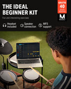 DED-80 Electronic Drum Set with 4 Quiet Mesh Pads 180+ Sounds 2 Pedals Throne Headphones Sticks Lessons
