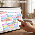 15.6 Inch Digital Calendar 1920x1080 Full HD Touchscreen Chore Chart Meal Planner Wall Mount Black White