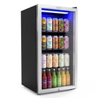 3.3 cu ft beverage refrigerator cooler double glass door adjustable shelf with lock 32 to 50 Fahrenheit black