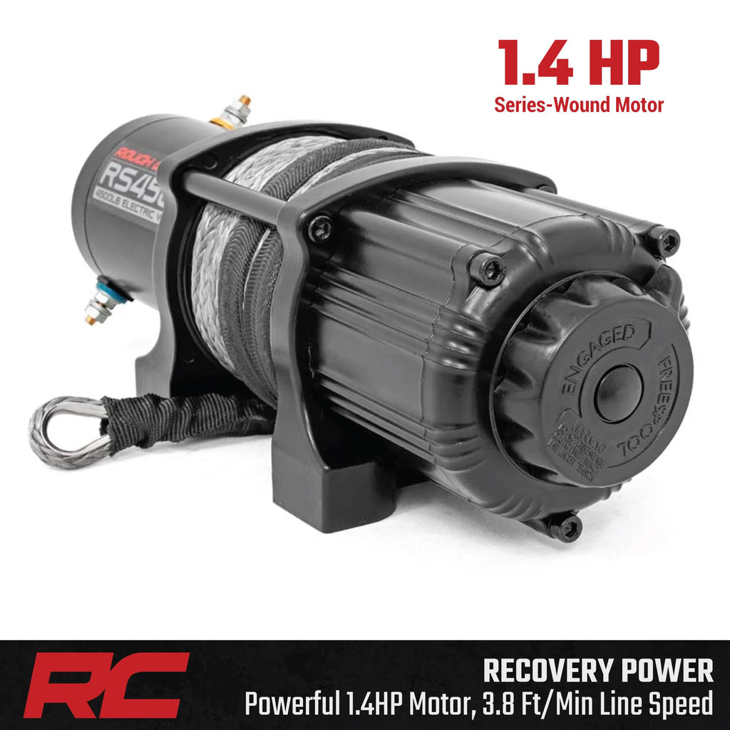 4,500 LB UTV ATV Winch ProSeries 1.4HP Electric 50 Ft Synthetic Rope Remote Waterproof 12V Off Road Recovery