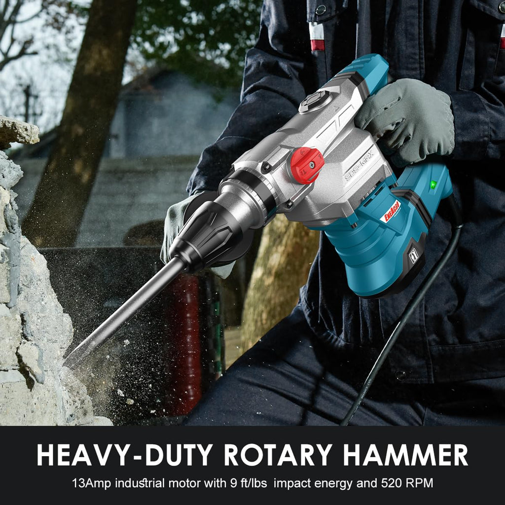 Heavy Duty SDS Max Rotary Hammer Drill 9 ft lbs 3 Functions for Concrete Drilling Demolition