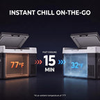 12V Fridge 32QT Portable Car Freezer minus 4 to 68°F Fast Cooling Eco Mode 12/24V DC 110 to 240V AC Camping RV