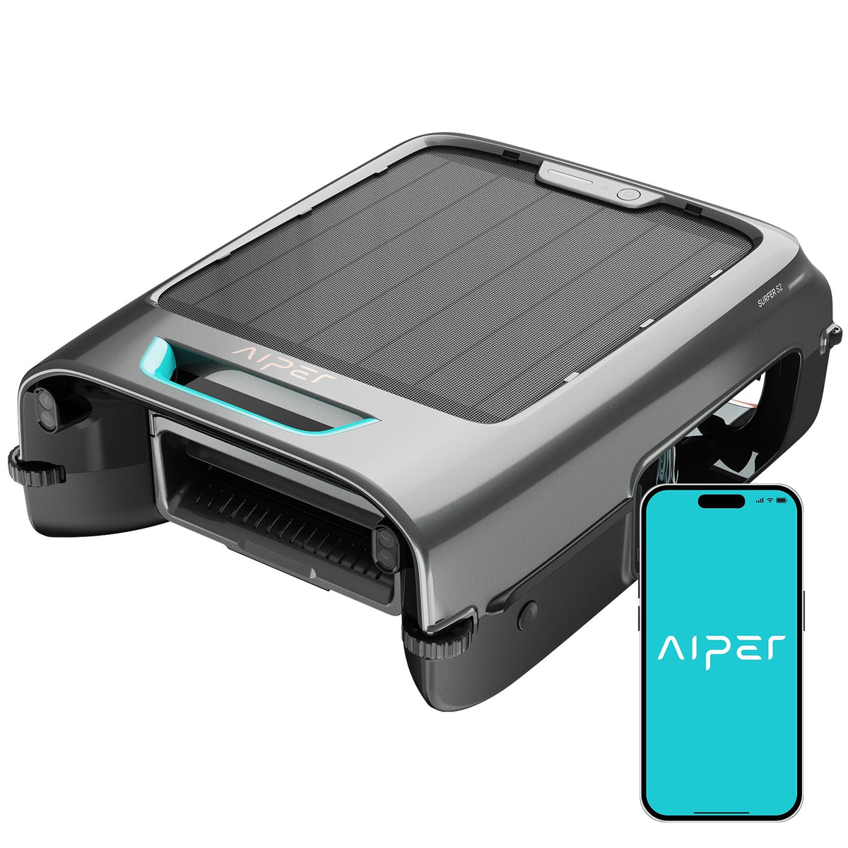 EcoSurfer S2 solar pool skimmer robot cordless automatic continuous cleaning efficient debris removal gray