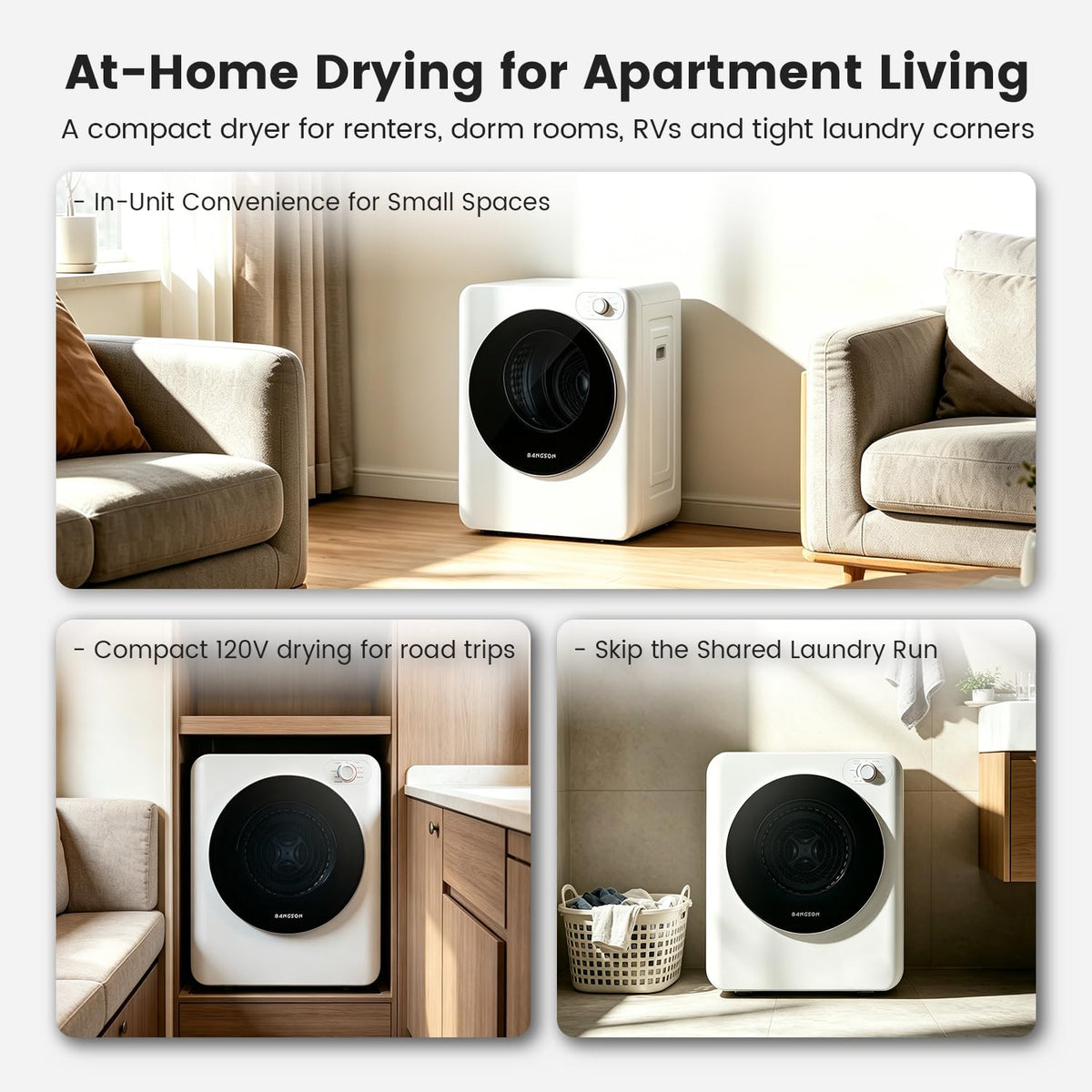 1.5 Cu Ft Portable Clothes Dryer 120V Vented Electric Dryer Compact Laundry Machine for Home Apartment