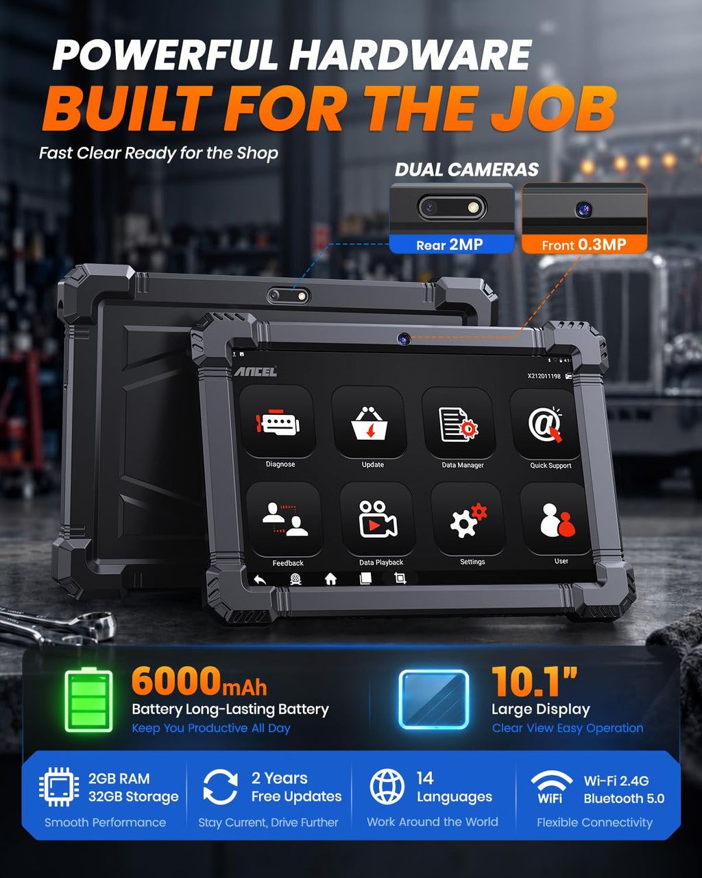 X7HD 10.1 inch Heavy Duty Truck Scanner 40 Resets Bidirectional Control ECU Coding DPF Regen Full System OBD2
