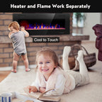 Modern Recessed and Wall Mounted Electric Fireplace 50 Inch Indoor Heater for Living Room Home