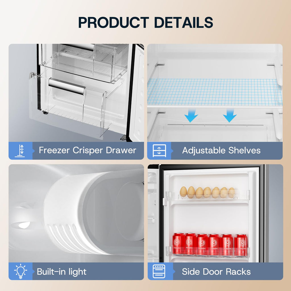 7.1 Cu.Ft Refrigerator with Bottom Freezer Compact Apartment Fridge for Kitchen Dorm Office Use
