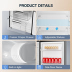7.1 Cu.Ft Refrigerator with Bottom Freezer Compact Apartment Fridge for Kitchen Dorm Office Use