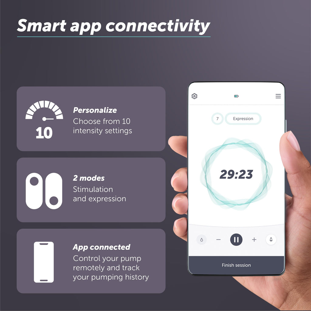 Stride app control breast pump hands free wearable ultra quiet electric 2 modes 10 settings 5oz