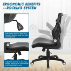 Ergonomic Office Chair PU Leather Mesh Back Lumbar Support Flip Up Arms Swivel Executive Desk Chair