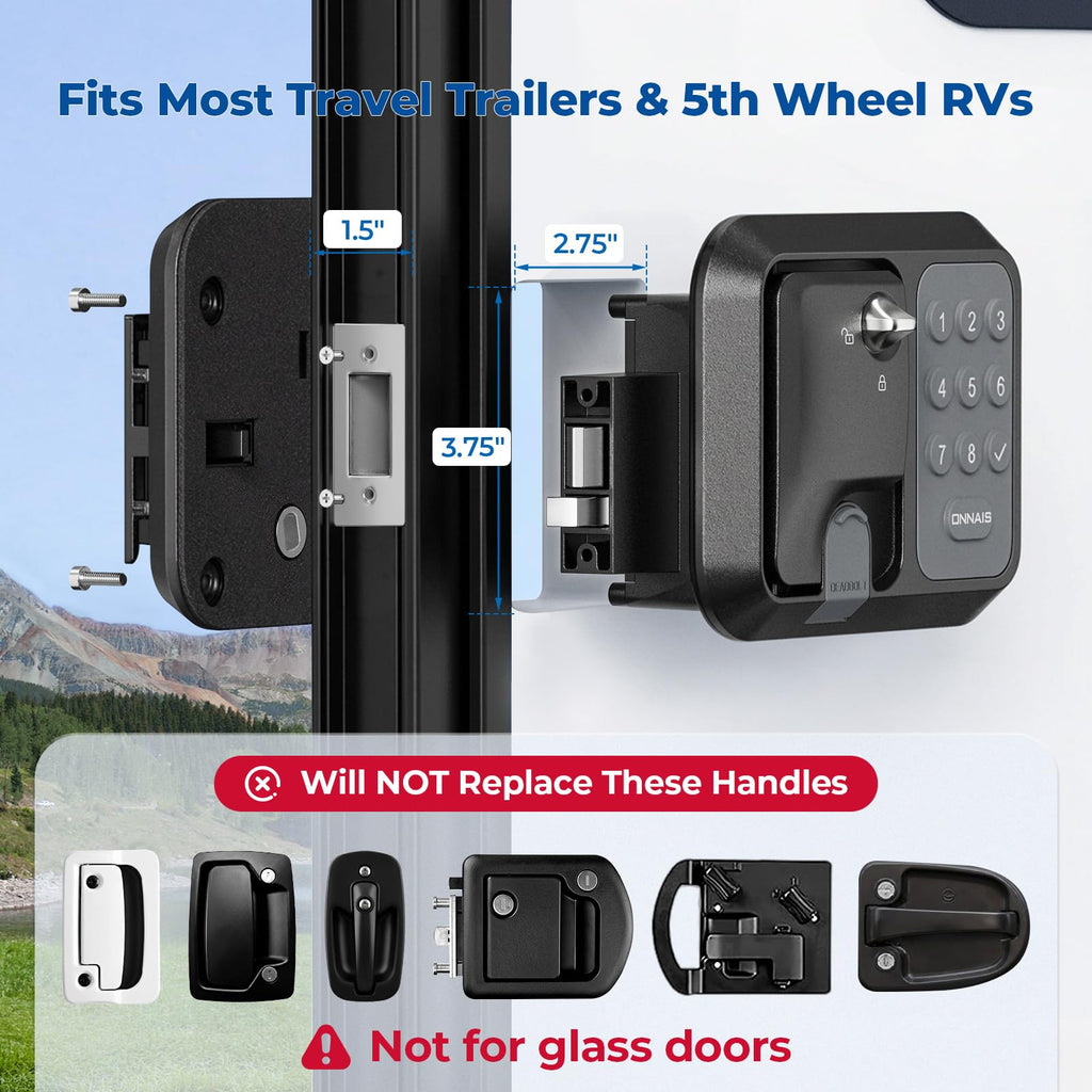 Keyless RV Door Lock for Trailers and Fifth Wheels, Camper Entry Replacement