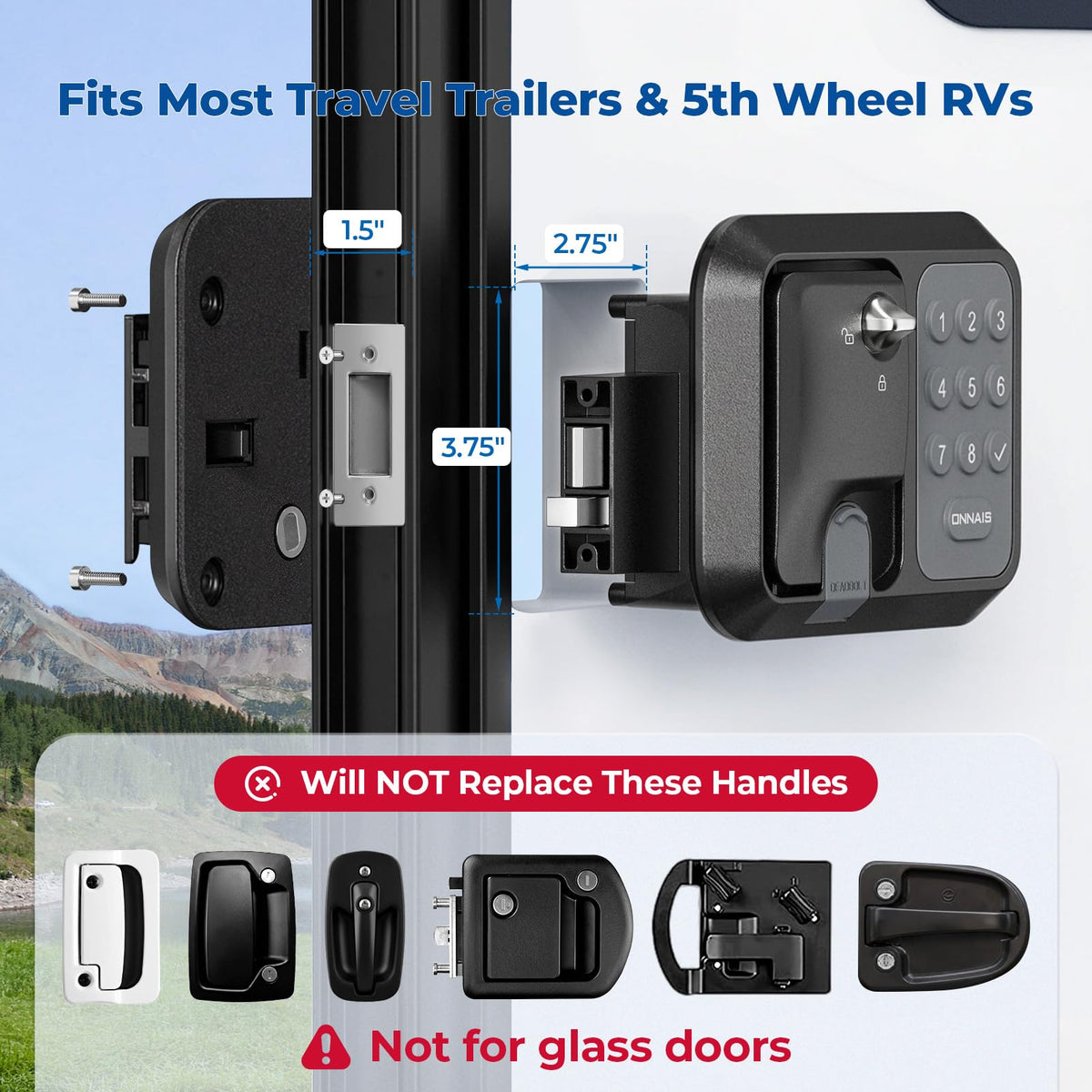 Keyless RV Door Lock for Trailers and Fifth Wheels, Camper Entry Replacement