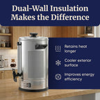 100 Cup Commercial Coffee Urn and Hot Water Boiler Dual Wall Large Capacity for Catering and Events