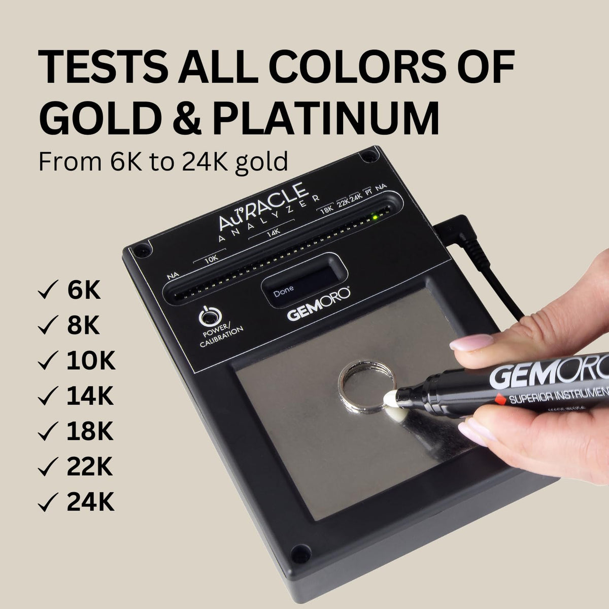 Auracle Analyzer Gold Tester Accurate Compact Portable Electronic High Karat Gold Platinum Jewelry Testing Tool