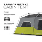 Instant cabin tent multi room portable pop up tent for 2 minute camp setup sleeps 9 people 14 x 9 ft 3 room